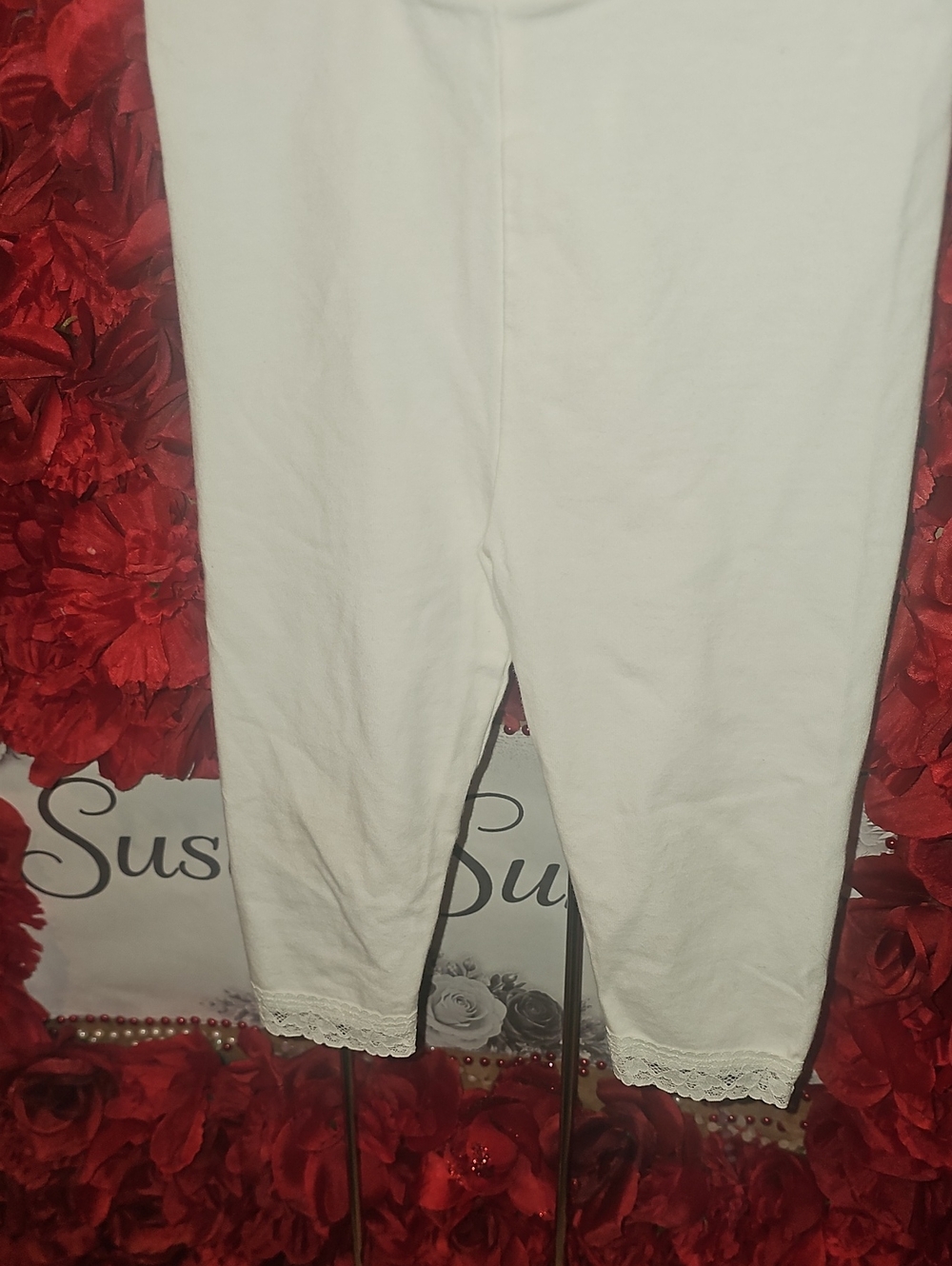 The Children's Place Girls White Leggings  with Lace Trim Size 4T